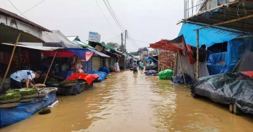 শেরপুরে উজানের পাহাড়ি ঢলে নদী উপচে বাজার প্লাবিত, চেল্লাখালি নদী বিপৎসীমার ওপরে