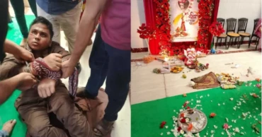 নারায়ণগঞ্জে পূজার সময় কালী মন্দিরে হামলা-ভাঙচুর, যুবক আটক