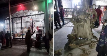 গত বছর ‘প্রতিমা ভাঙা’ যুবক এবারও ভাঙল সরস্বতী প্রতিমা