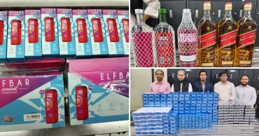 Customs seizes foreign cigarettes, vapes, mobile phone displays at Dhaka airport