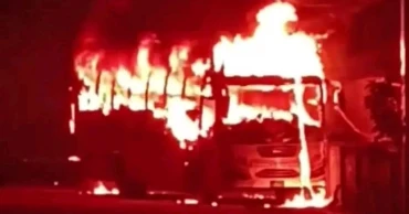 Bus torched in Mymensingh