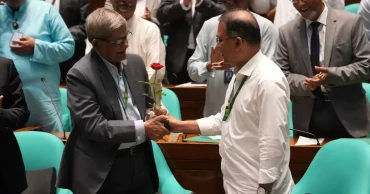 PM greets Fakhrul with red rose for being elected Bangladesh's 23rd President
