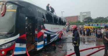 Bus catches fire at Mohakhali terminal