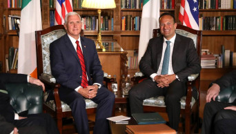 Worried European leaders confront Pence on Brexit, climate