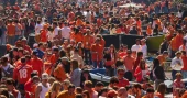 Orange-clad crowds cram into Dutch cities to celebrate king's birthday