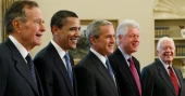 Trump unmentioned but not ignored as ex-presidents revisit White House history