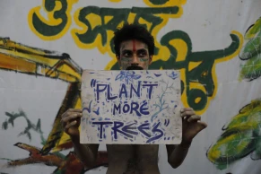 Artists perform for the environment and trees