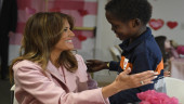 First lady makes Valentine's Day art with pediatric patients