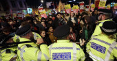 Clashes break out in central London after Conservative victory