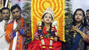 Kumari Puja being held on Maha Ashtami 