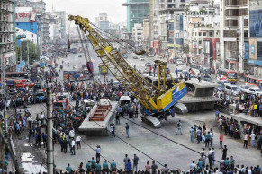 5 crushed inside car as BRT's girder falls off crane